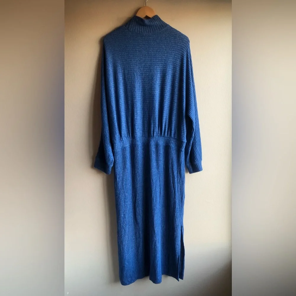 Anthropologie Mariah Ribbed Knit Blue Maxi Sweater Dress Size XL - Picture 10 of 14